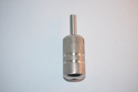 Griffstück 19 x 50 mm, Edelstahl gerändelt, mit Endrohr Griffstück 19 x 50 mm, Edelstahl gerändelt, mit Endrohr